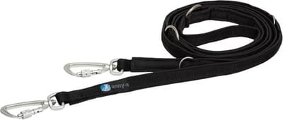 Anny.x Hondenlijn Safety – Zwart – 150-300cm – Hands Free – Gewatteerd hondenriem politielijn-4 voudig-verstelbaar