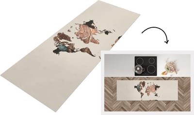 Keukenloper - Loper keuken - Wereldkaart - Boom - Natuur - 150x50 cm - Keukenloper vinyl