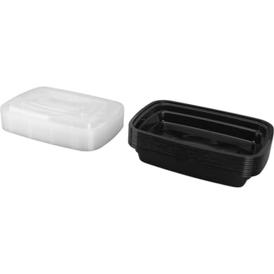 10 Stuks Wegwerp Plastic Voedselcontainers Maaltijdvoorbereidingscontainers Met Deksel Voedselverpakkingsdozen Voedsel black