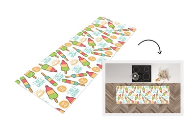 Keukenloper - Loper keuken - IJsjes - Zomer - Patronen - 150x50 cm - Keukenloper vinyl