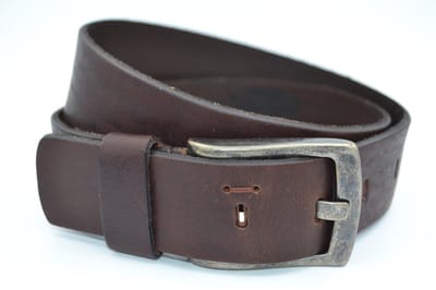 Heren riem van bruin Italiaans echt leder - 4cm brede casual herenriem met leuke details maat 95