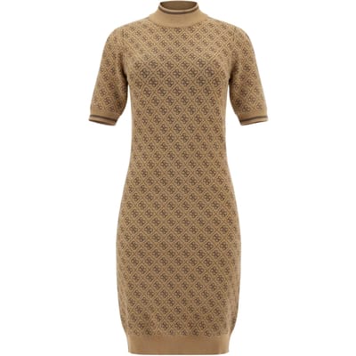 Guess Ss Lise 4g Logo Swtr Dress Jurken Dames - Kleedje - Rok - Jurk - Bruin - Maat M