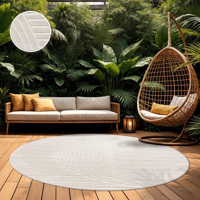 Paco Home Vloerkleed Voor Binnen En Buiten Balkon Terras Scandinavisch Boho Eenkleurig 160 cm Rund