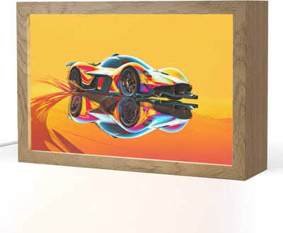 Nachtlampje 30x20 cm - Kinder lampje - Auto - Race - F1 - Jongens - Geel - Rood - Tafellamp kinderkamer - Slaapkamer lamp - Bedlamp kinderen - Kinderlampje stopcontact - Wandlamp babykamer - Nachtlampjes
