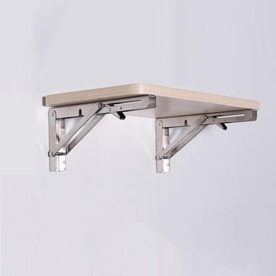 Houten Klaptafel - Wandbureau - Ruimte Besparen - Sterke RVS Beugel - 60x35cm - Houtkleur