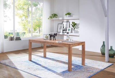 Eettafel Acaciahout - Keukentafel Tafel - Gezellig Tafelen - Unieke Houtnerf - 120 x 60 x 76 cm - Geel