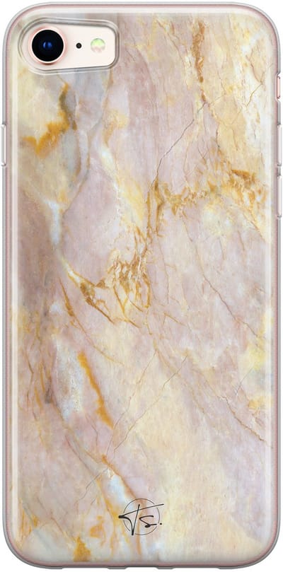 Hoesje geschikt voor iPhone SE (2020) - Stay Golden Marble - Soft Case - TPU - Marmer - Goud - ELLECHIQ