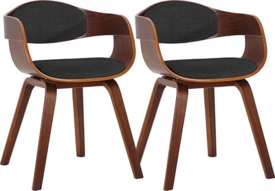 CLP Kingston Set van 2 eetkamerstoelen - Met armleuning - Stof - walnoot/donkergrijs walnoot