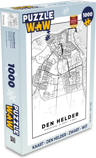 Puzzel Kaart - Den Helder - Zwart - Wit - Legpuzzel - Puzzel 1000 stukjes volwassenen