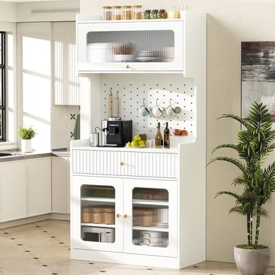 MODENUIT Buffetkast - Met LED, Lade En Verstelbare Planken - Voor Keuken En Eetkamer - MDF En Spaanplaat - 80x40x180 Cm