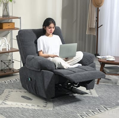 MIVRAY Massagestoel 100 x 102 x 107 cm - Handmatig Verstelbare Relaxfauteuil Met 8 Vibratiepunten - Voor Woonkamer En Slaapkamer - Polyester Donkergrijs