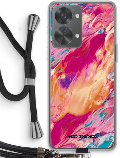 Case Company® - Hoesje met koord geschikt voor OnePlus Nord 2T hoesje met Koord - Pastel Echoes - Telefoonhoesje met Zwart Koord - Bescherming aan alle Kanten en Over de Schermrand