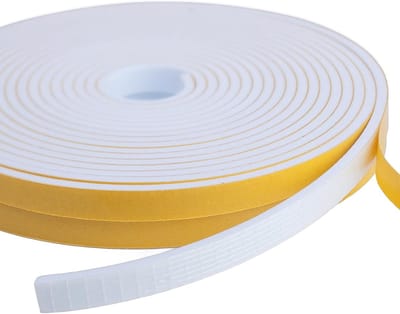 Zelfklevende Sealing Tape voor Deuren en Ramen - Rubber Foam Dichtstrips voor Geluidsisolatie en Anti-Collisie, Wit, 1000 cm