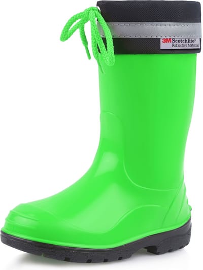 Ladeheid Kinder Regenlaarzen - Rubber - Hoog met Veters - PVC - Waterdicht – Groenzwart – 21 - LA-LMG-972-Kim