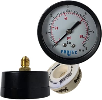 Manometer 63 mm buitendraad 0 - 6 bar zwart type droog achteraansluiting 1/4"