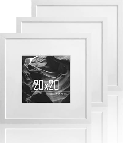 SnelShoppen - Set van 3 Houten Fotolijsten 20x20 cm Wit MDF - Vierkante Fotolijsten met 12x12 cm Mount - Ideaal voor Thuisdecoratie, Feestjes en Cadea