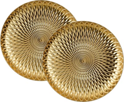 House of Seasons Kerstdiner/diner onderborden - 2x - goud - D33 cm - gerecycled plastic- rond