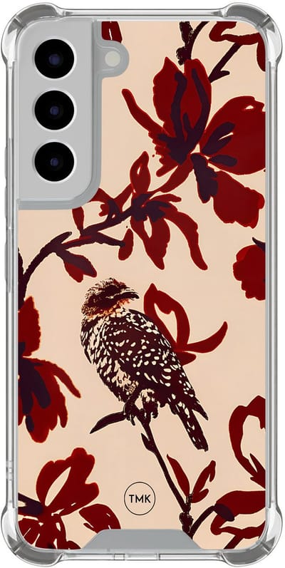 Shockproof hoesje geschikt voor Samsung Galaxy S22 - Bloemenpracht - Schokbestendig - Verhoogde randen - TPU case - Extra Sterke Back Cover - Bloemen - Transparant, Rood