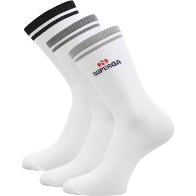 Superga Geribde gebreide sokken voor volwassenen (pak van 3) (Wit)