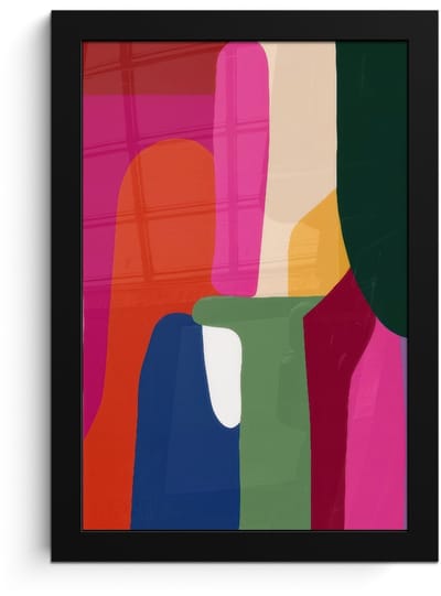 Poster in lijst - Fotolijst 20x30 cm - Posters - Kleurvakken - Recht - Rond - Abstract - Posterlijst zwart - Decoratie - Wanddecoratie woonkamer - Muurdecoratie slaapkamer