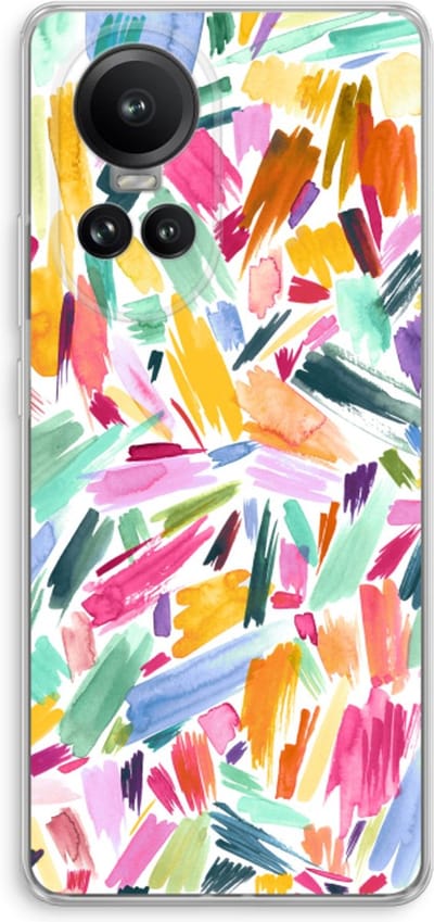 Case Company® - Hoesje geschikt voor Oppo Reno 10 Pro hoesje - Watercolor Brushstrokes - Soft Cover Telefoonhoesje - Bescherming aan alle Kanten en Schermrand