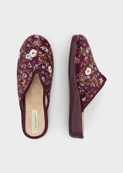 Pantoffels met rubberen zool met grip - bordeaux / gedess. - Gr. 38 van Goldner Fashion