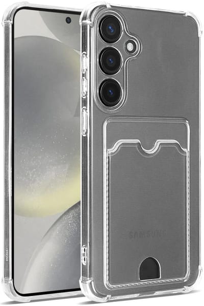 Transparant Hoesje met Pasjeshouder Geschikt voor Samsung Galaxy S25 | Back Cover Dun TPU | Schokbestendig | Ultra Dun | Kaarthouder Achterkant | Shockproof | Doorzichtig