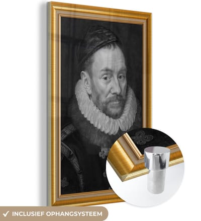 MuchoWow® Glasschilderij 40x60 cm - Schilderij acrylglas - Oude meesters - Kunst - Lijst - Goud - Foto op glas - Schilderijen