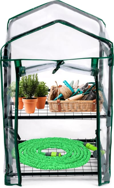 Kinzo Broeikas Kweekkas 45 x 50 x 80 cm - Tuinkas Met 2 Verdiepingen - Compacte Broeikast Voor Planten en Kweekbak - Weerbestendig en Transparant
