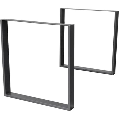 2x tafelpoten Tafellopers van vierkante profielen 80x72 cm antraciet staal met poedercoating
