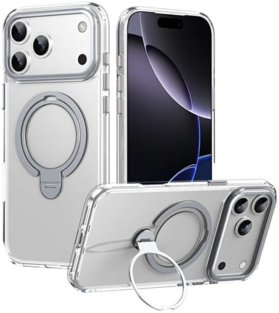 Coverup Hoesje - Geschikt voor iPhone 17 Pro Max Hoesje - Coverup TPU Back Cover met 360° MagSafe Ring Kickstand - Transparant