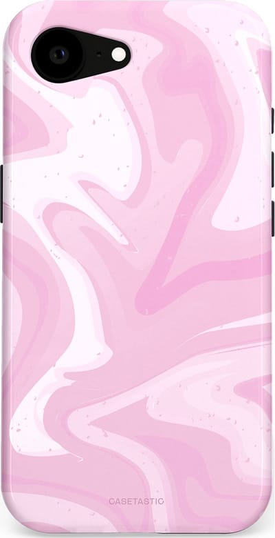 Casetastic hoesje geschikt voor Apple iPhone 16e / Apple iPhone 17e - MagSafe - Dubbellaagse bescherming - Zoet Roze Marmer - Fashion Case - Lichtroze Wit