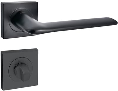 Domino® Deurkrukgarnituur ROMBO-QR - Zwart - WC met Rozette - Deurbeslag van aluminium - Deurklink voor badkamer, badkamerdeuren, kelderdeur en binnendeur