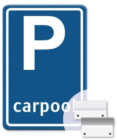 Parkeerbord Carpool - blauw - Weerbestendig Aluminium - 40x60 cm - Bevestiging: Met muur-/ wandmontage beugels