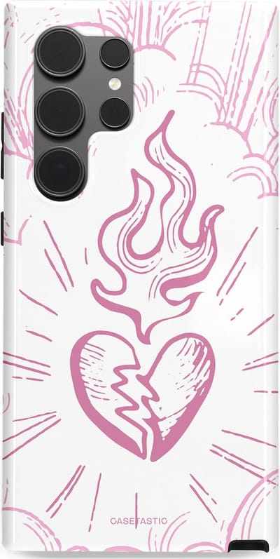 Casetastic Hoesje Geschikt voor Samsung S24 Ultra - Stijlvolle Beschermende Duo-layer Case - Roze Liefdesvlam