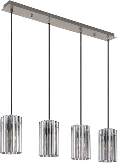 Globo - hanglamp - CAYDEN - staal - glas - grote eettafellamp - E27 - 15747-4H