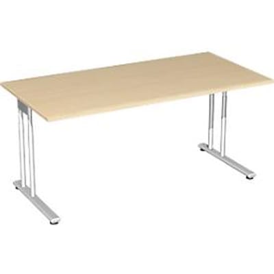 Bureautafel PALENQUE, C-poot, rechthoek, B 1600 x D 800 x H 680-820 mm, esdoorn