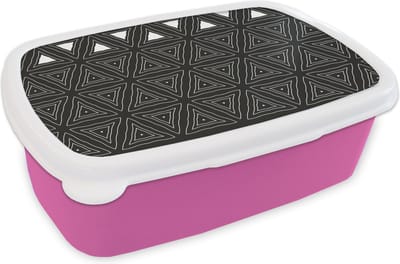 Broodtrommel Roze - Lunchbox - Brooddoos - Geometrie - Design - Mozaïek - 18x12x6 cm - Kinderen - Meisje