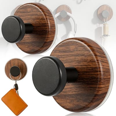 2 Stuks Houten Haakjes met Zuignap, Herbruikbare Zuignap Haken voor Coronas en Badkamers, Geschikt voor Tegels en Glad oppervlak