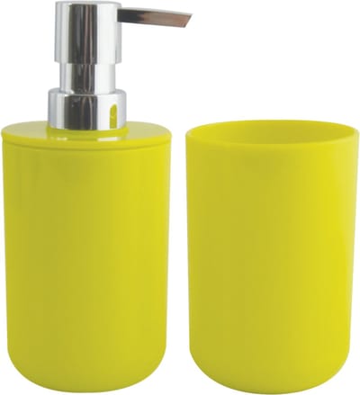 MSV Zeeppompje en drink/tandenborstel beker - badkamer set Porto - kunststof - appel/lime groen