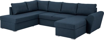 ebuy24 Stan slaapbank, hoek rechts met chaise longue links, in blauw.
