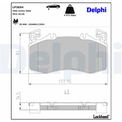 Remblokset DELPHI LP3654, voor
