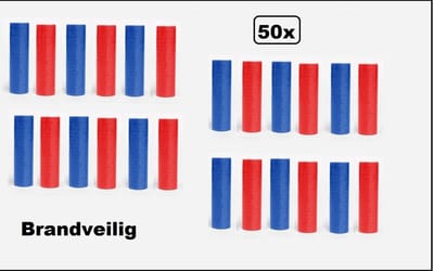 50x Serpentines rollen blauw en rood - Papier - BRANDVERTRAGEND - Carnaval- festival - optocht - feest - party - serpentine - brandvertragend -