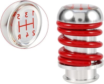 Schakelpookknop Aluminium - Veerpookknop Pookknop - Auto Versnellen - Universele Pasvorm - 62 mm Hoogte - Rood