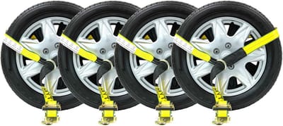 4x Ratel Spanband 5cm x 3m met J-haak voor Auto Vastzetten en Slepen