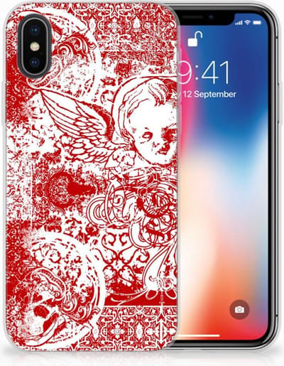 Silicone Back Case Apple iPhone X | Xs Angel Skull Rood