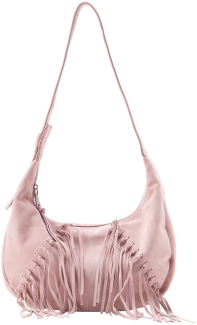 FREDsBRUDER Schoudertas Best to Come Round Hobo Bag Powder Rose / Fringes Oud roze