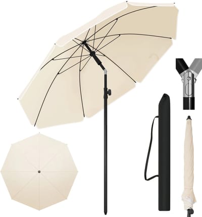 NordHaus Strandparasol 195 cm - Balkon Parasol - Tuin Parasol - UV Bescherming Waterdicht Verstelbaar - Beige