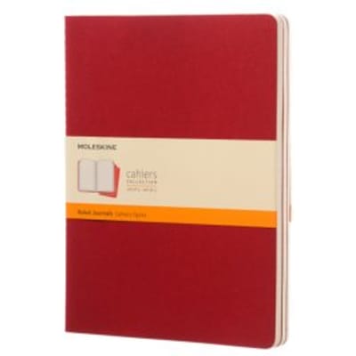 Moleskine cahier journal soft cover xl cranberry rood gelinieerd à 3 stuks