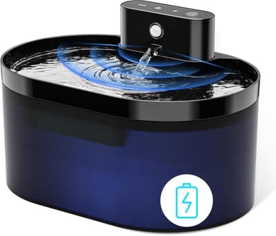 GELLDG Drinkfontein voor katten - Draadloze drinkfontein voor katten - 2,2 liter drinkfontein voor katten - Met bewegingssensor - 2600 mAh batterij - Stille waterpomp - Geschikt voor katten en honden - Zwart